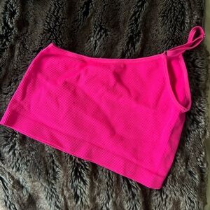 Vibrant Pink Ribbed Crop Top